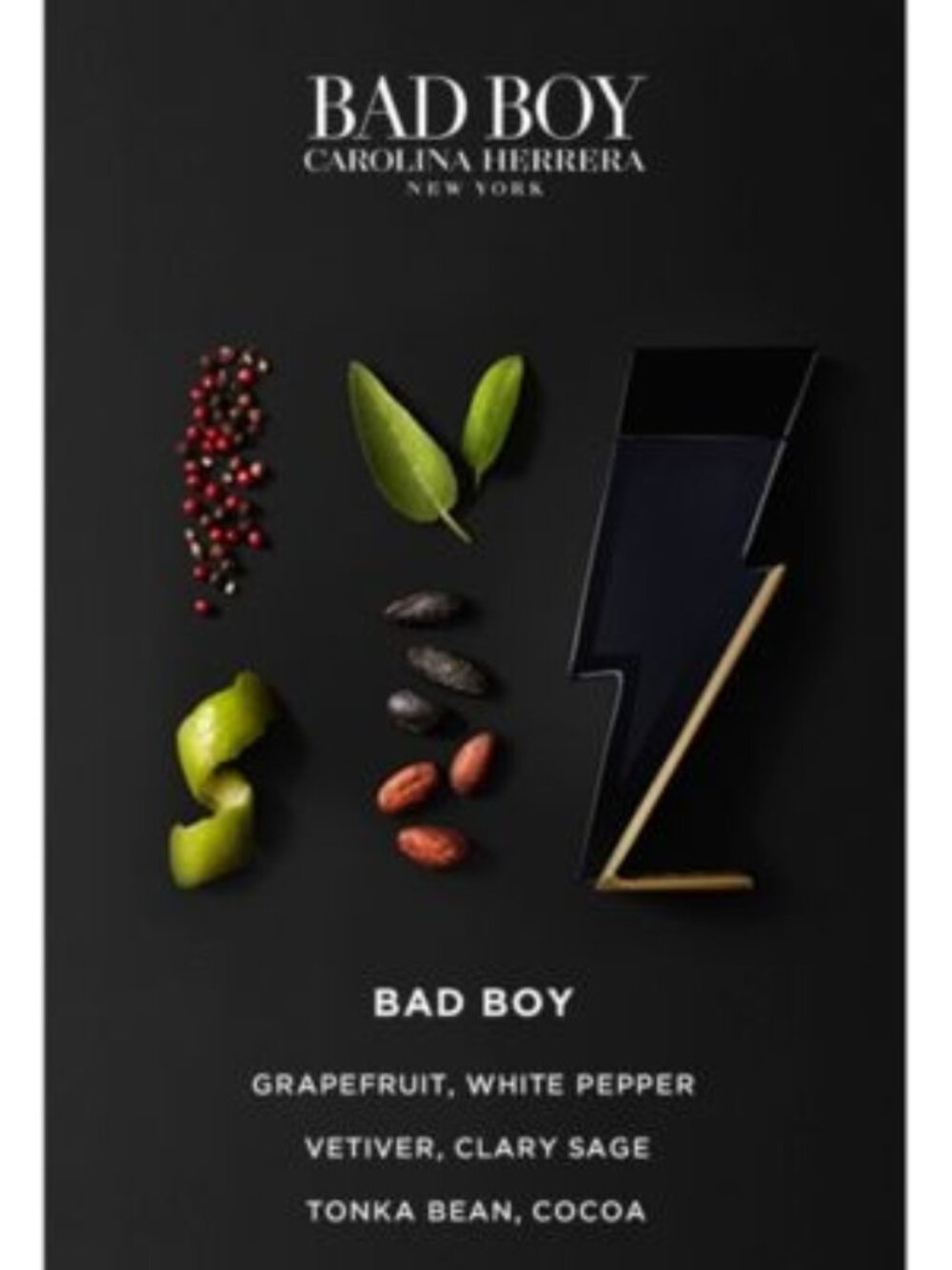 Carolina Herrera Bad Boy Set-Black Pouch,Shower Gel&EDT Sample,Woody-3pc-BOX-NEW - Picture 5 of 16